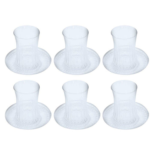Glass Istikani Tea cup and Saucer Set of 6 Pcs** 6*9/11 cm