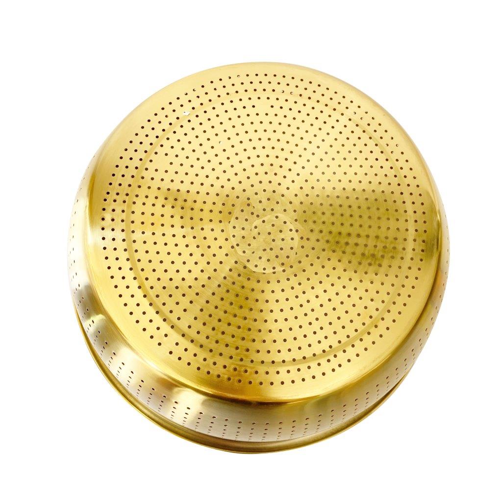 Gold Plated Stainless Steel Multipurpose Strainer Bowl Rinsing Basket 32 cm