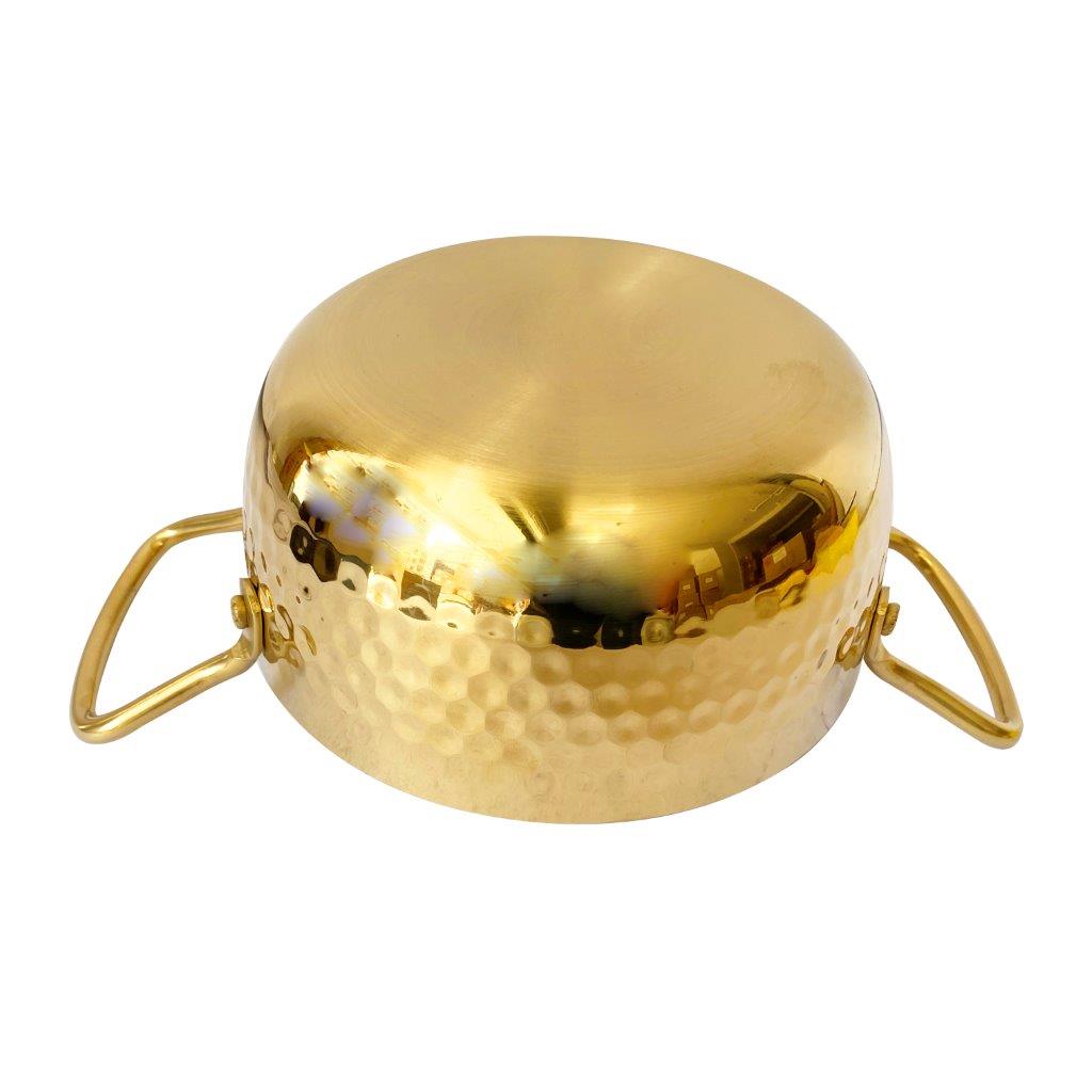 Gold Plated Stainless Steel Hammered Karahi Pot 18 cm