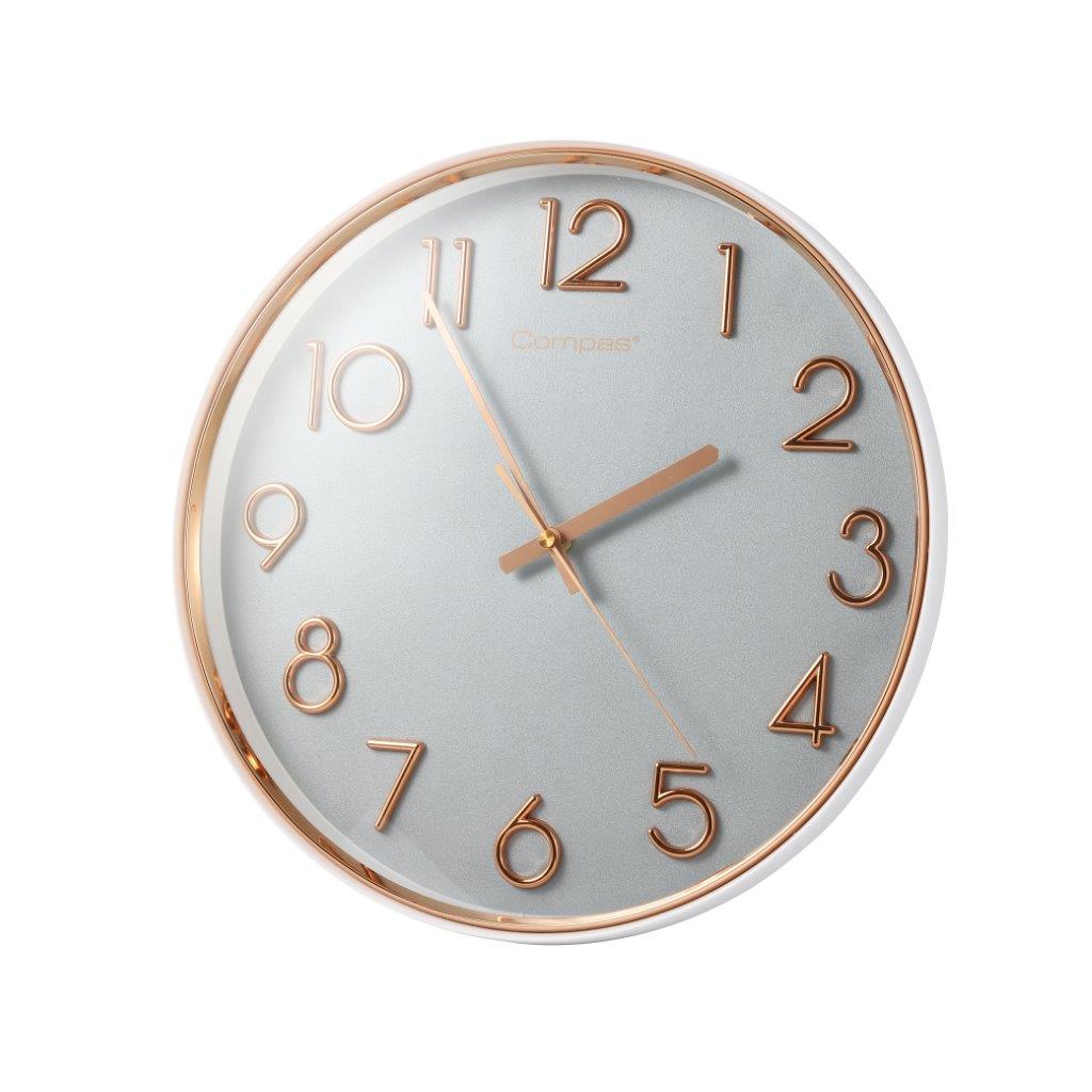 Minimalist Design Light Grey Round Analog Wall Clock 33 cm