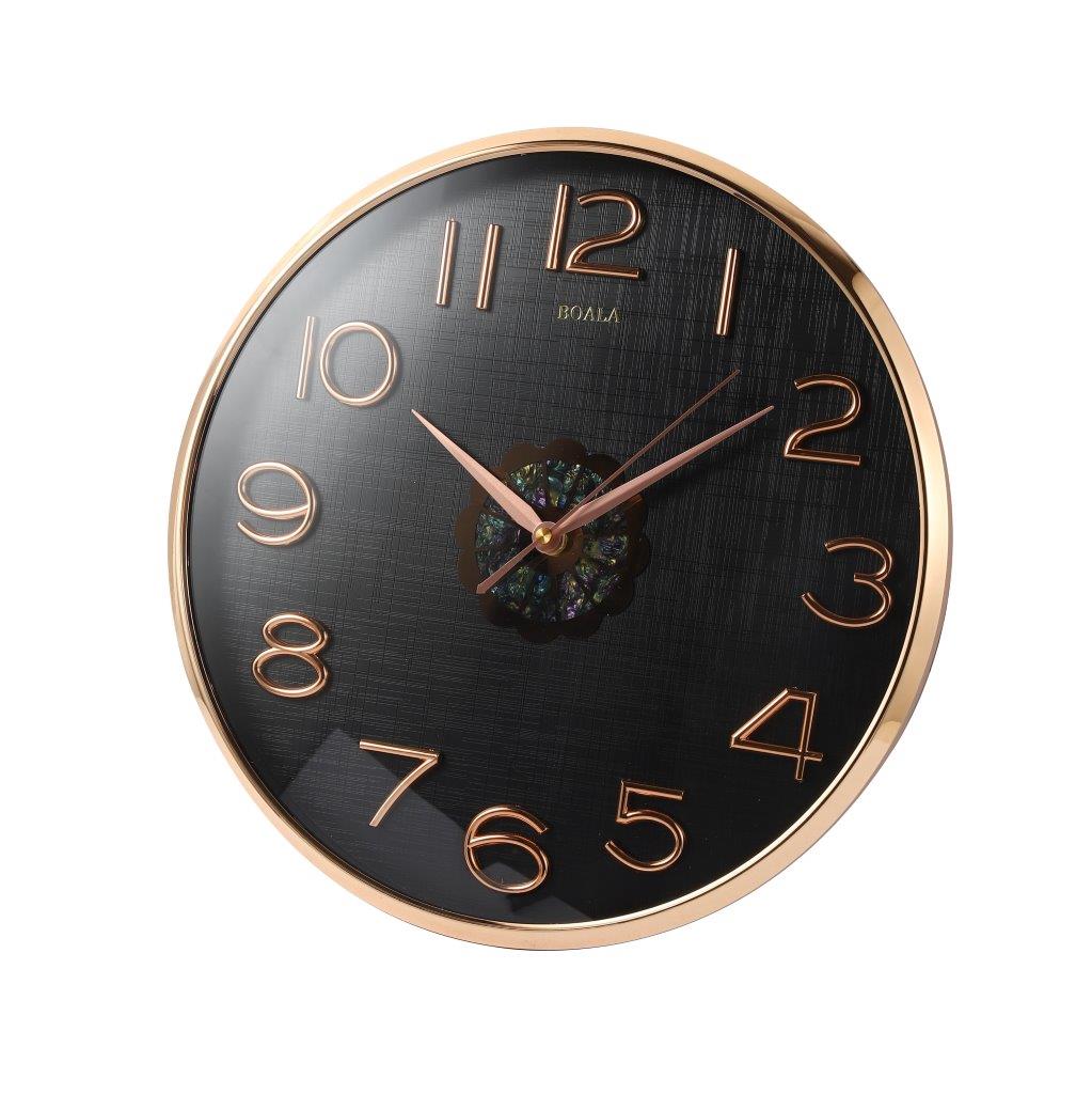 Decorative Black Round Analog Wall Clock with Pendulum 35*76 cm