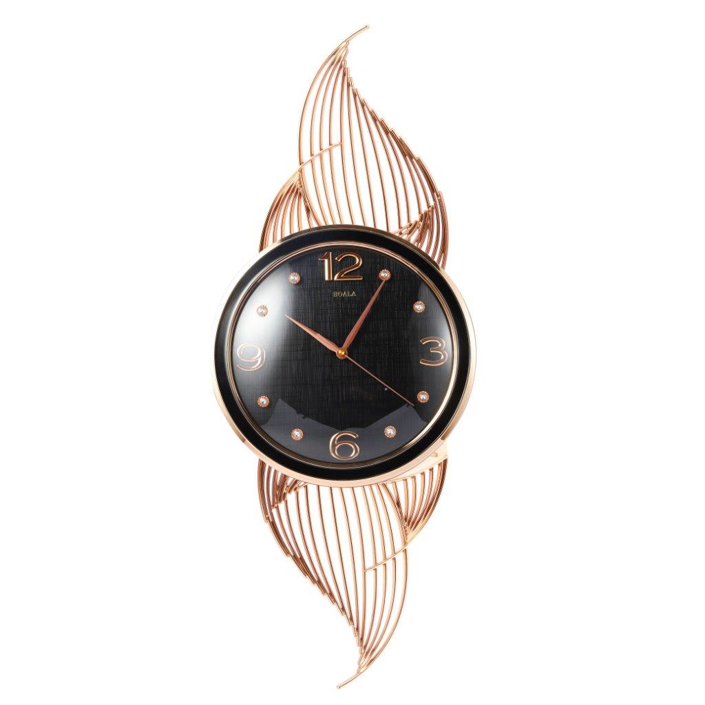 Decorative Abstract Design Round Gold Frame Wall Clock 33*82 cm