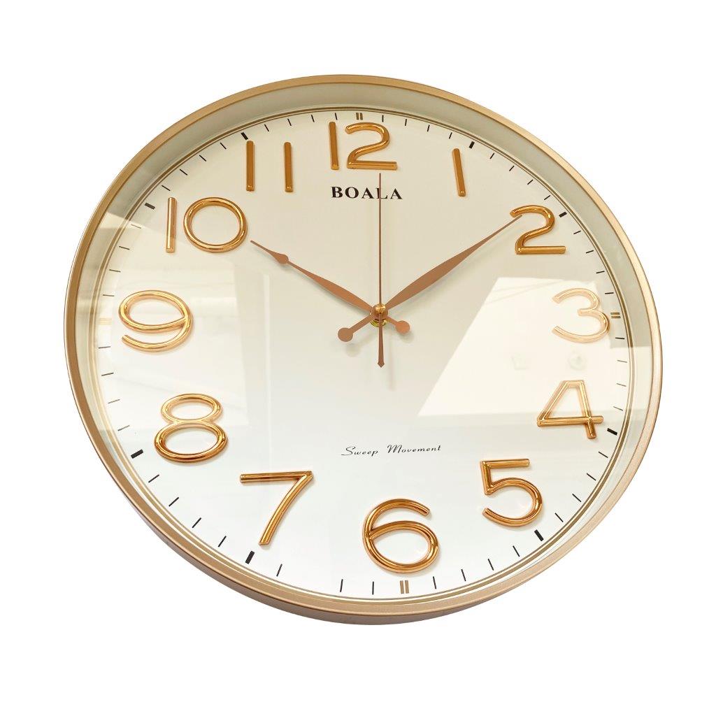 Minimalist Design Gold and White Round Analog Wall Clock 40 cm