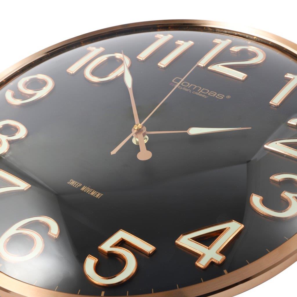 Minimalist Design Black Round Analog Wall Clock 36 cm