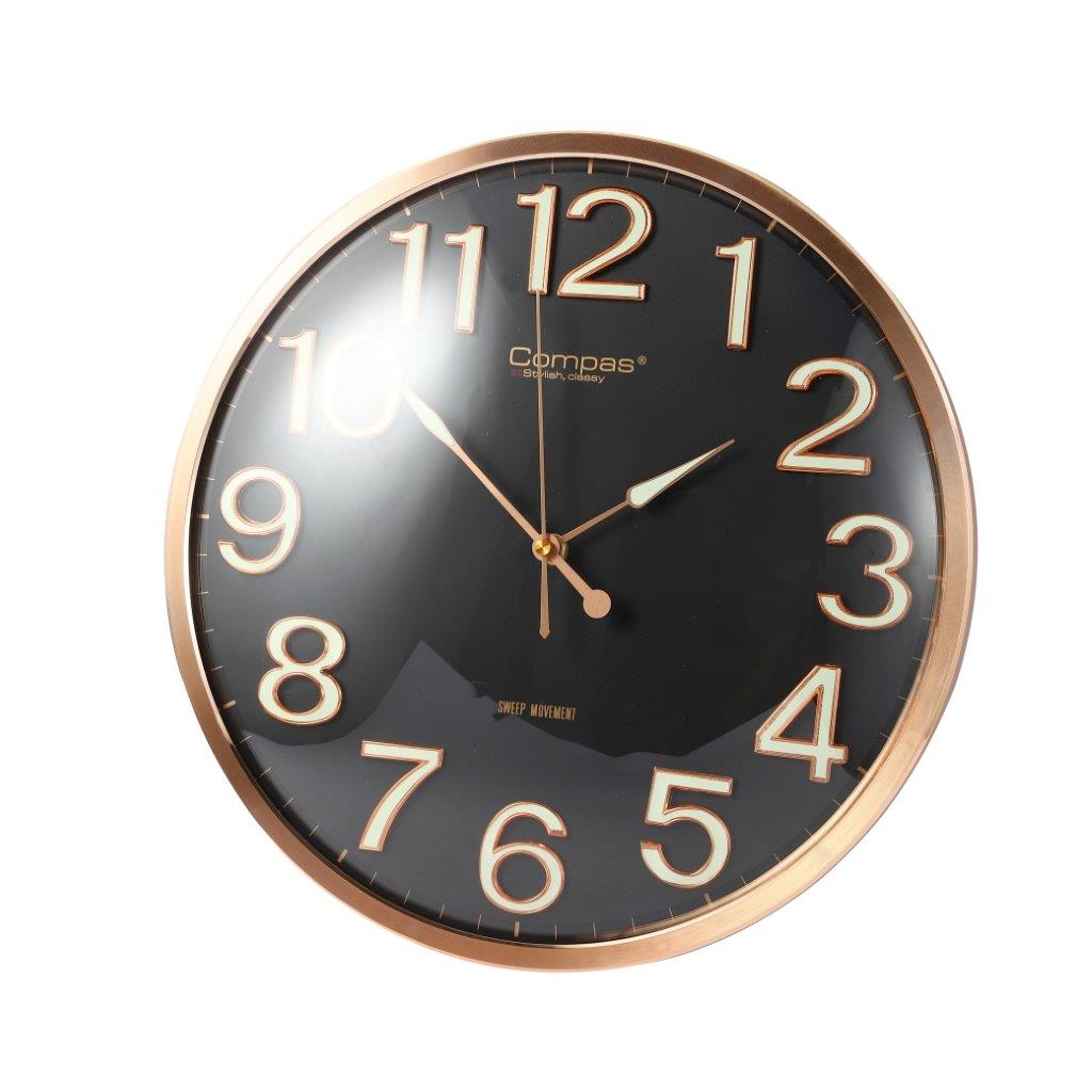 Minimalist Design Black Round Analog Wall Clock 36 cm