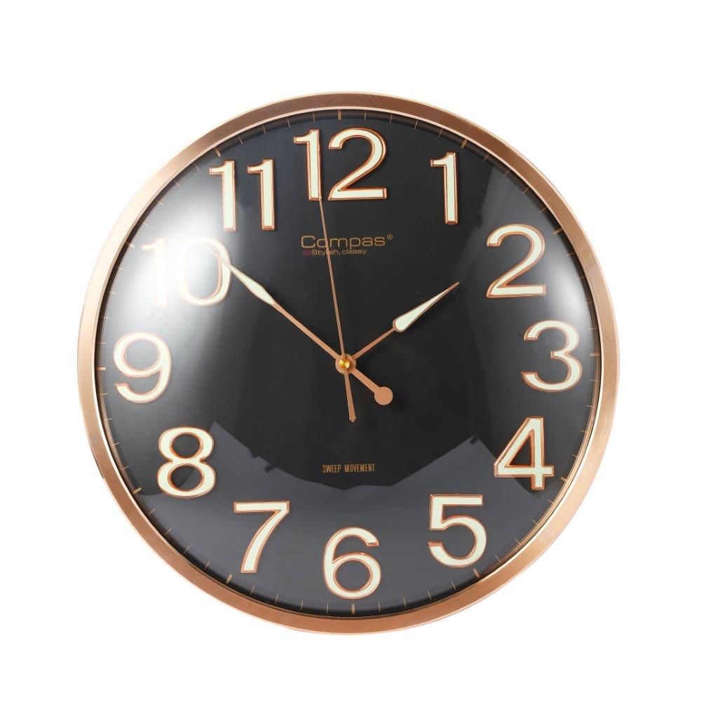 Minimalist Design Black Round Analog Wall Clock 36 cm