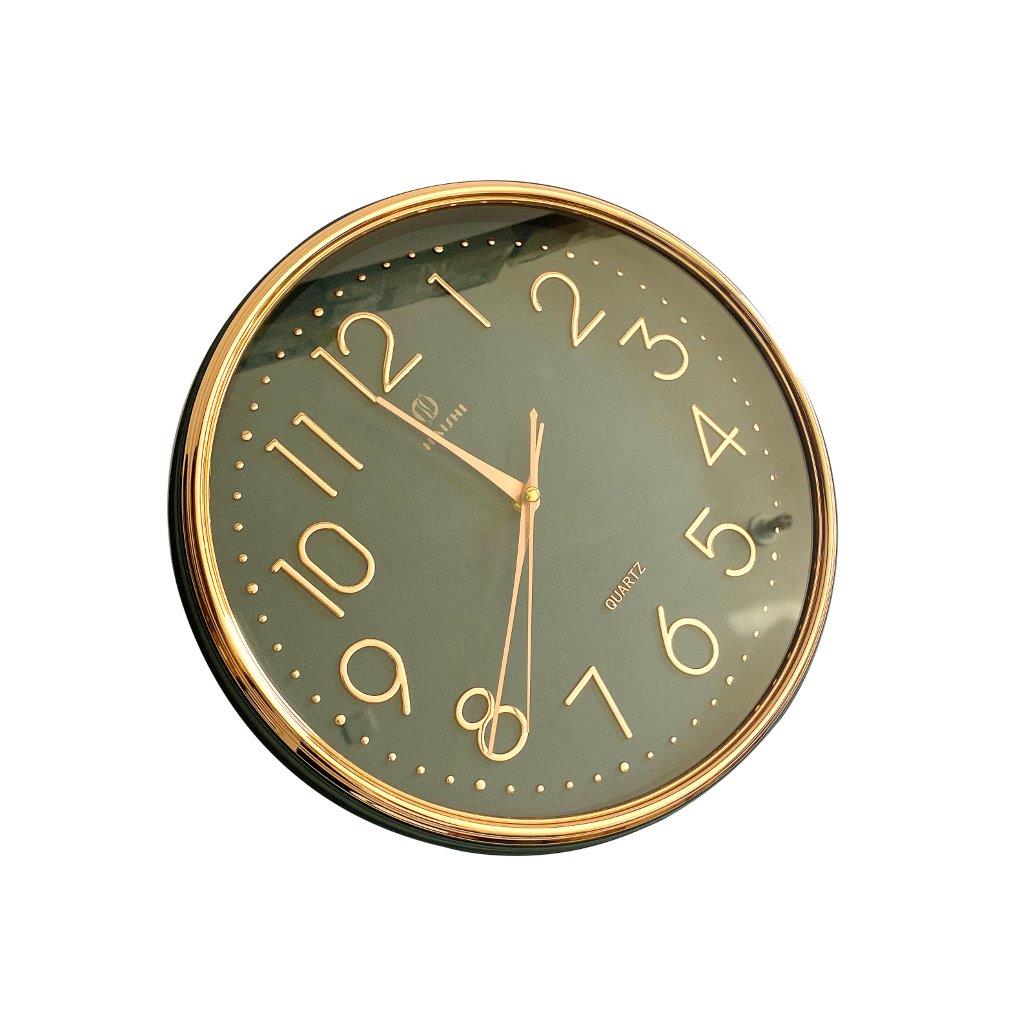 Minimalist Design Dark Green Round Analog Wall Clock 31 cm
