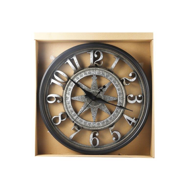 Antique Analog 3d Royal Vintage Metallic Grey Wall Clock 45*45 cm
