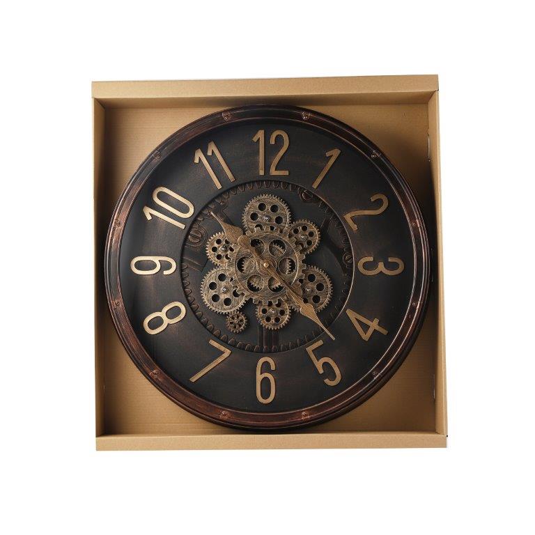 Antique Analog 3d Royal Vintage Metallic Brown Wall Clock 50 cm
