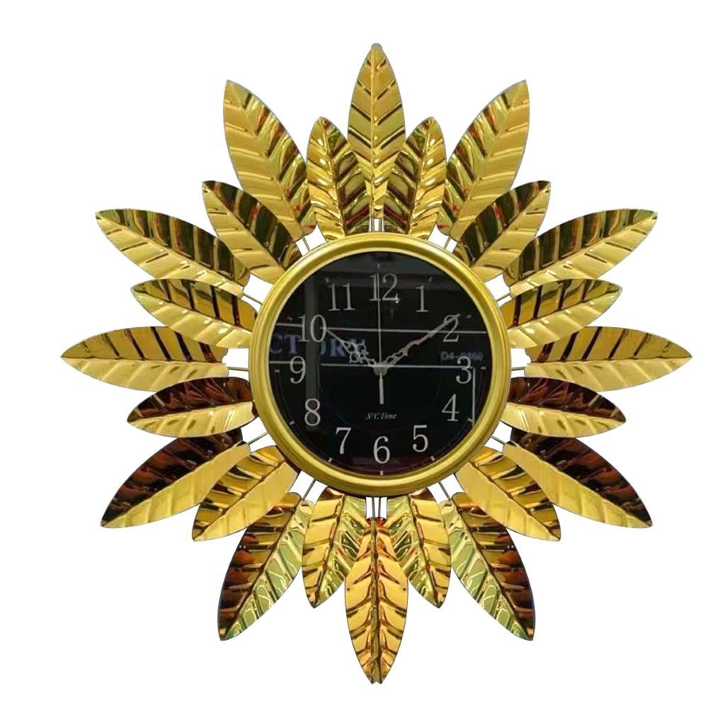 Decorative Abstract Design Metal Round Gold Frame Wall Clock 65 cm
