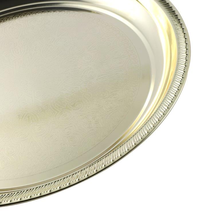 Gold Plated Stainless Steel Round Serving Tray 35 cm