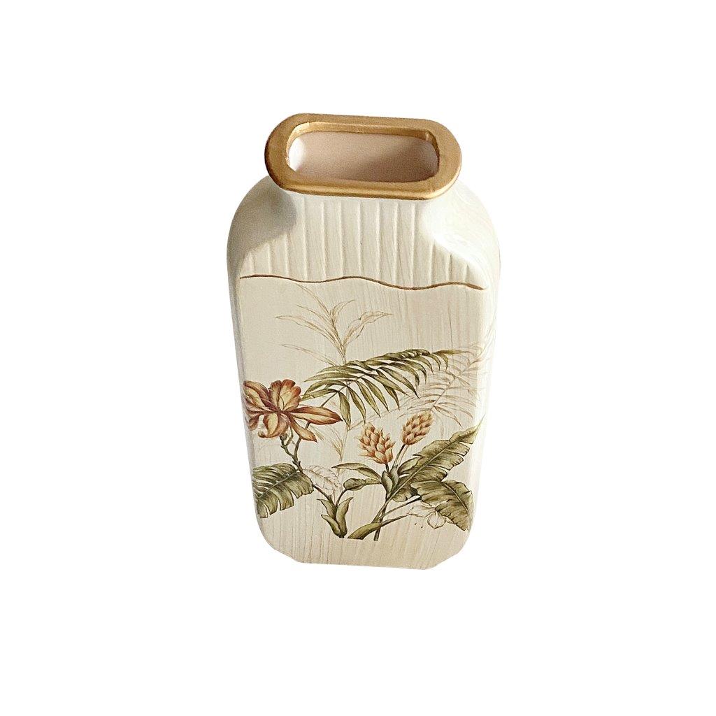 Home Decor Table Top Abstract Print Ceramic Vase Set of 3 Pcs 16*16/12*25/21.5 cm