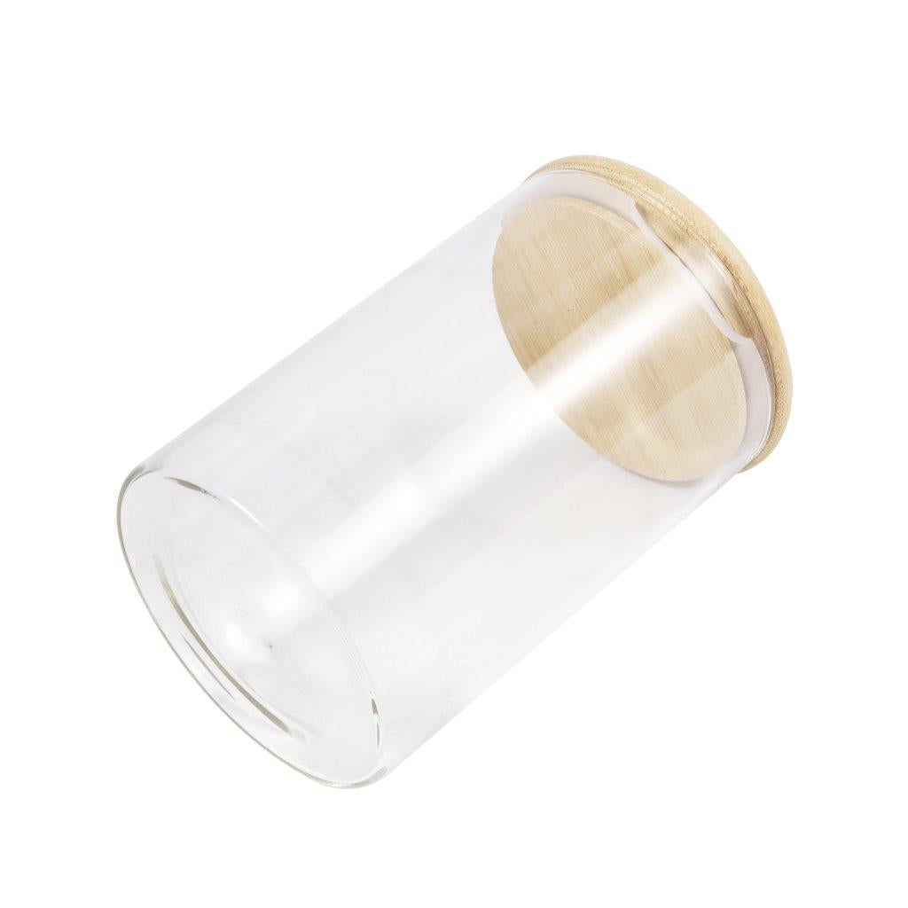 Airtight Bamboo Lid Glas Condiment Seasoning Jar 550 ml