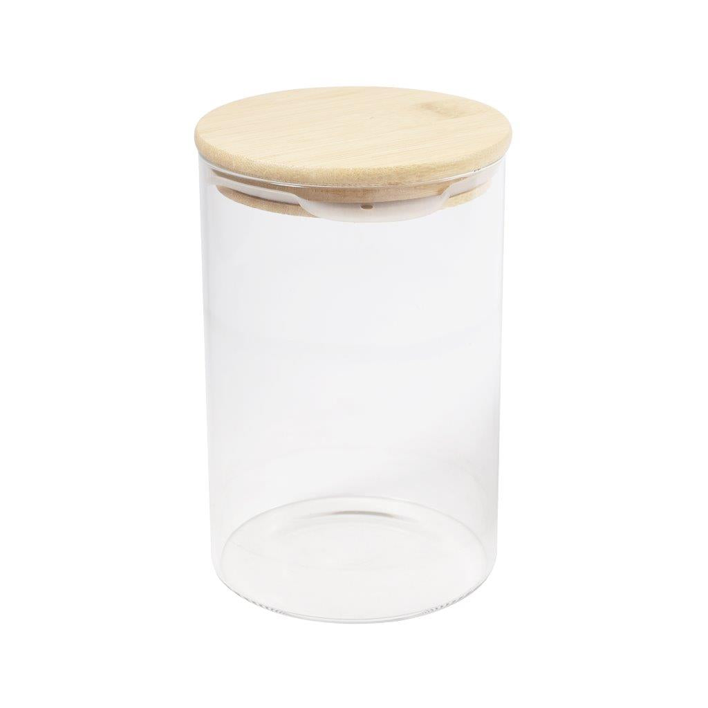 Airtight Bamboo Lid Glas Condiment Seasoning Jar 550 ml