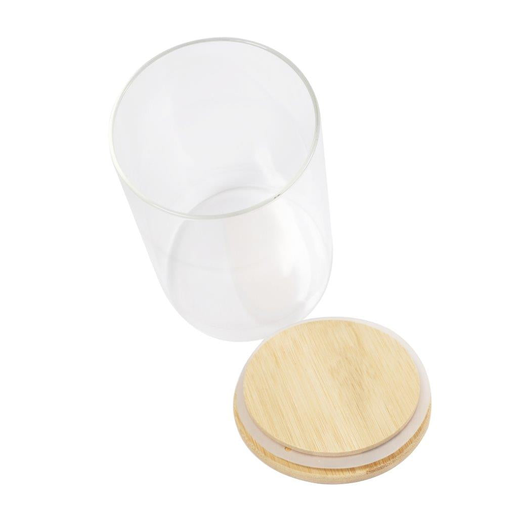 Airtight Bamboo Lid Glas Condiment Seasoning Jar 950 ml