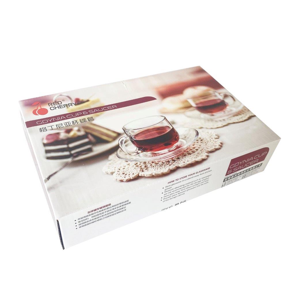Premium Lead Free Glass Tea Cup with Saucer Set of 6 Pcs 7.5*6/12 cm