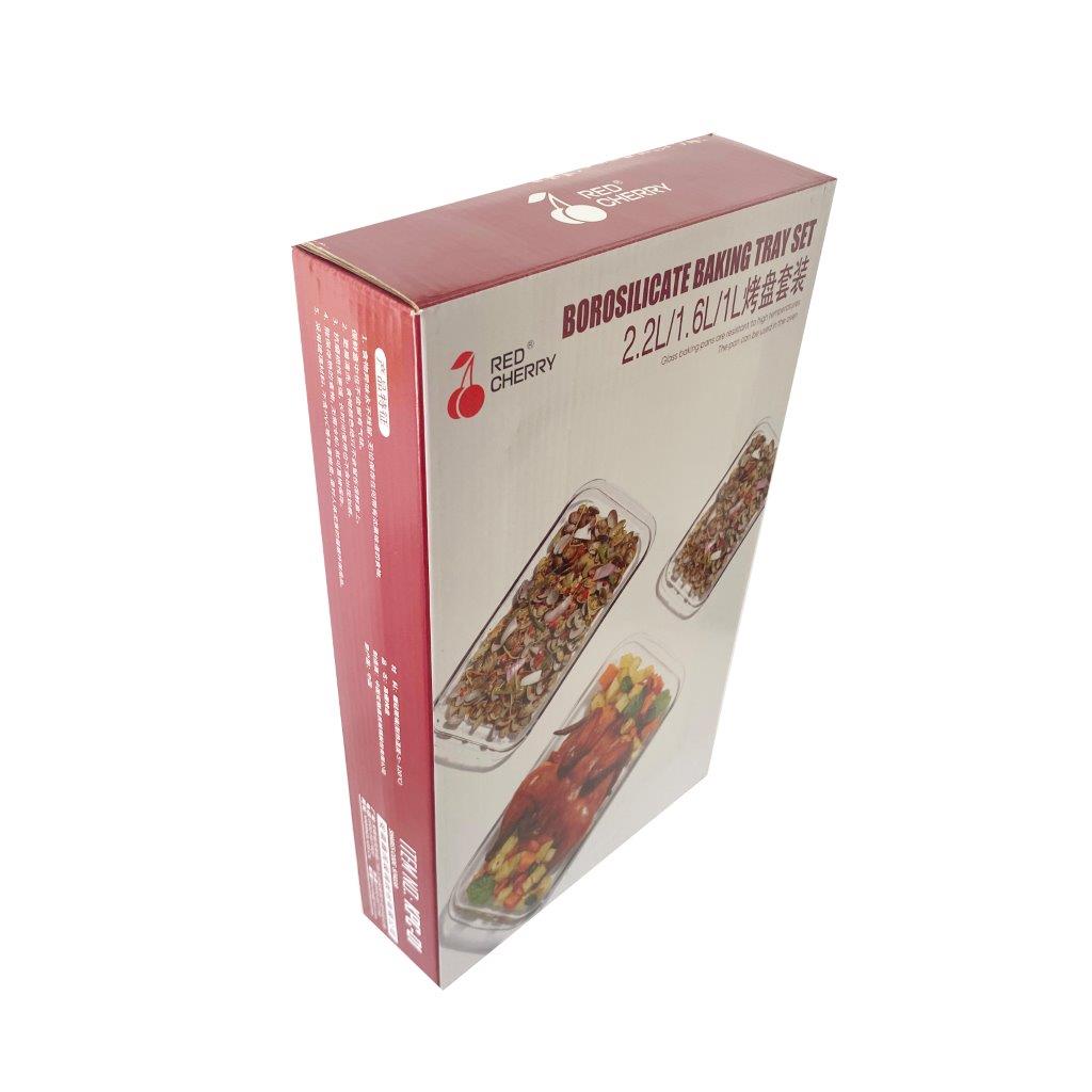 Heat Resistant Rectangle Glass Baking Dish Set of 3 Pcs 2.2/1.6/1L