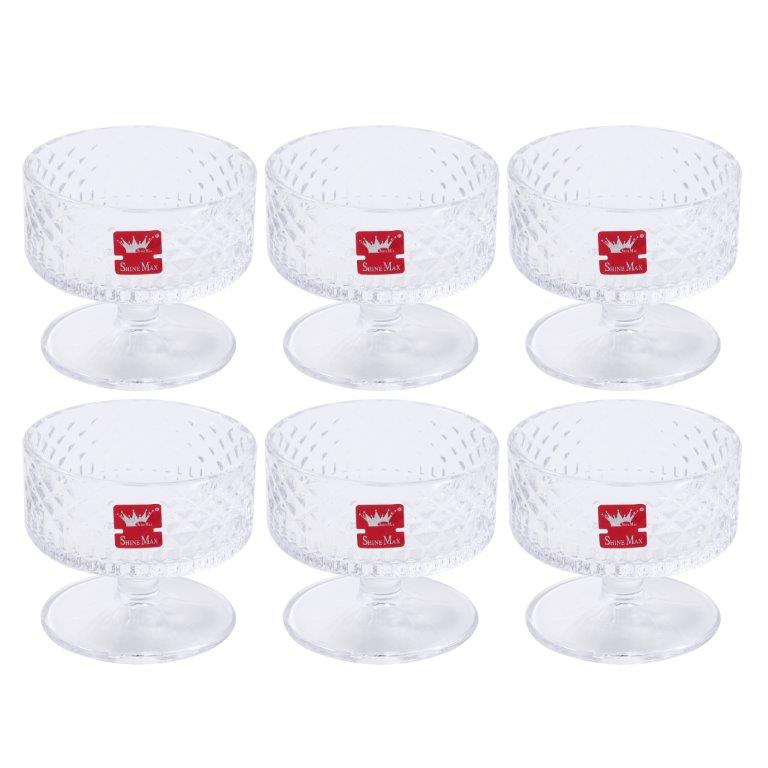 Crystal Glass Ice Cream and Dessert Bowl Set of 6 Pcs 180 ml