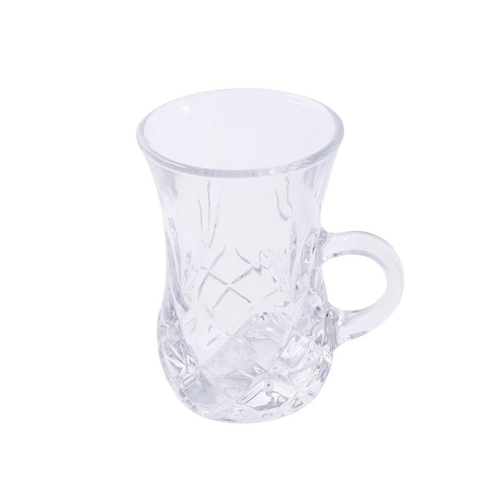 Premium Clear Glass Tea cup with Saucer Set of 6 Pcs 11/110 ml