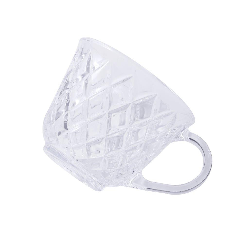 Premium Clear Glass Tea cup with Saucer Set of 6 Pcs 15/220 ml
