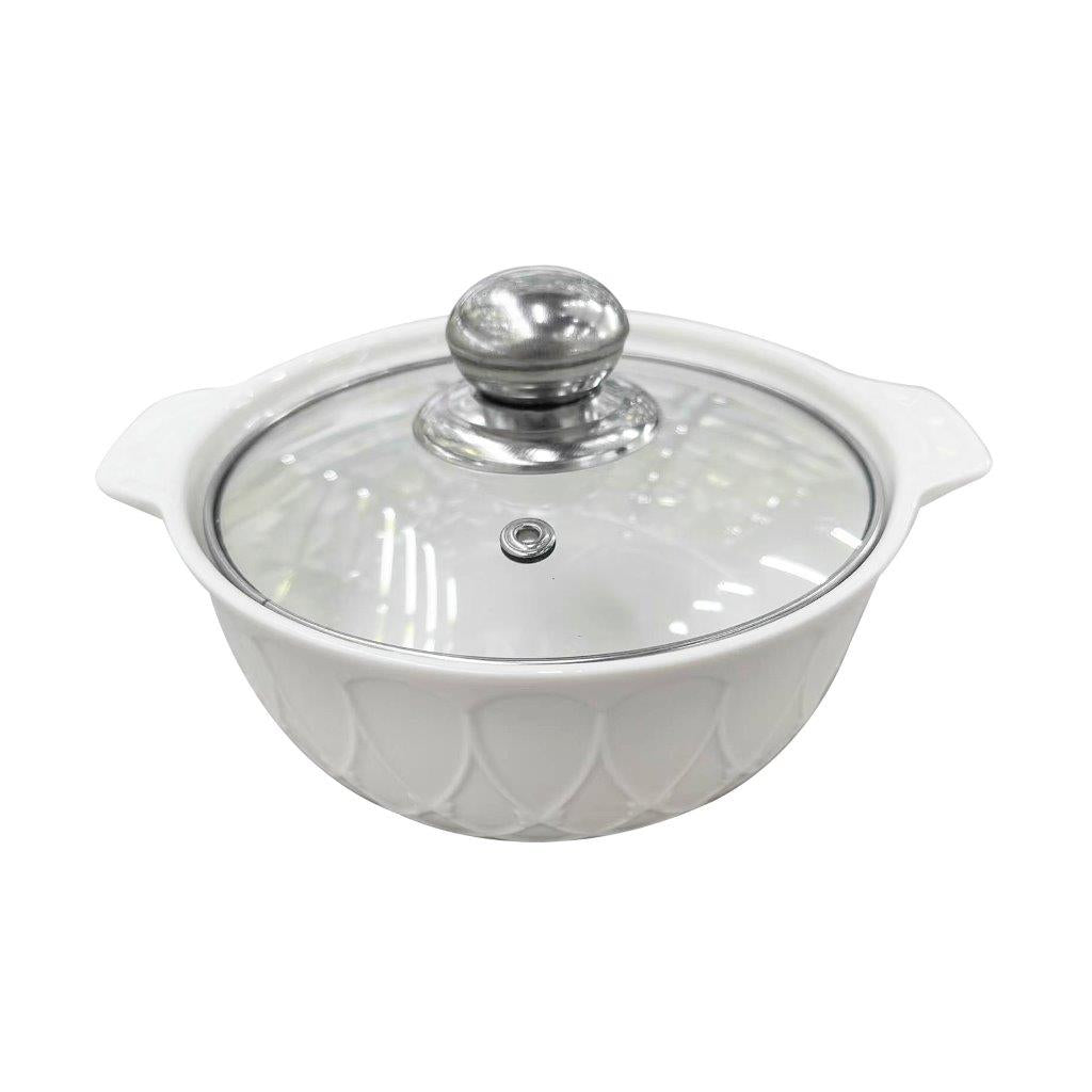 White Ceramic Gold Rim Bowl Fine Porcelain Casserole Set of 3 Pcs 7''+8''+9''