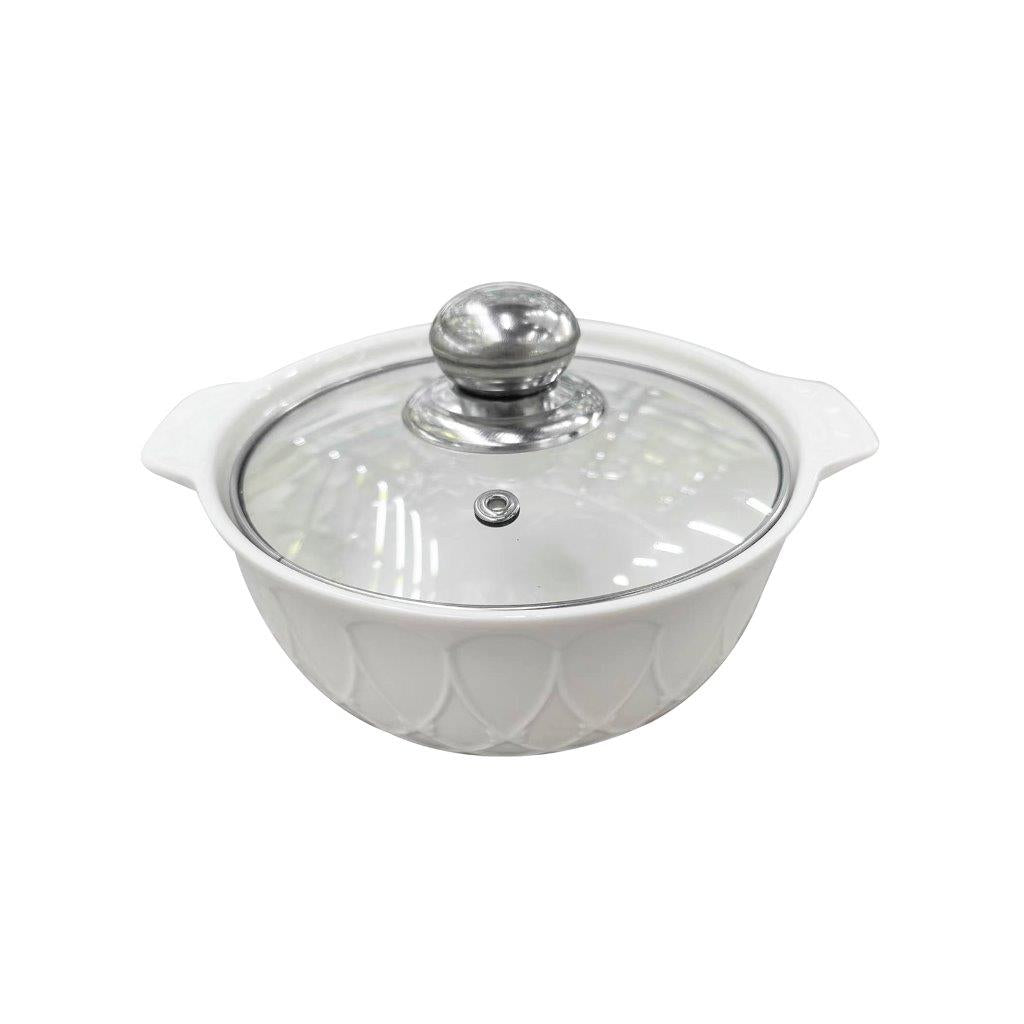 White Ceramic Gold Rim Bowl Fine Porcelain Casserole Set of 3 Pcs 7''+8''+9''