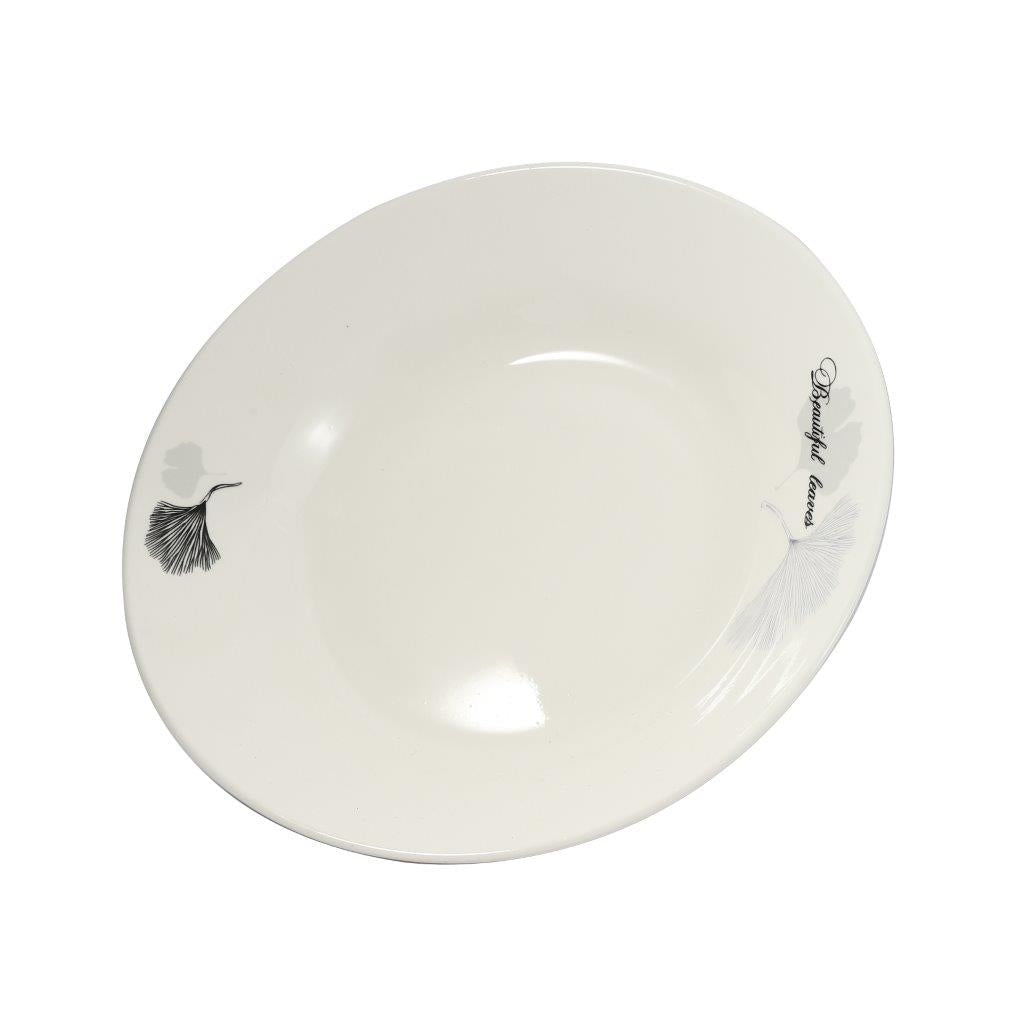 White Ceramic Floral Print Tableware Round Serving Dish Plate 9''