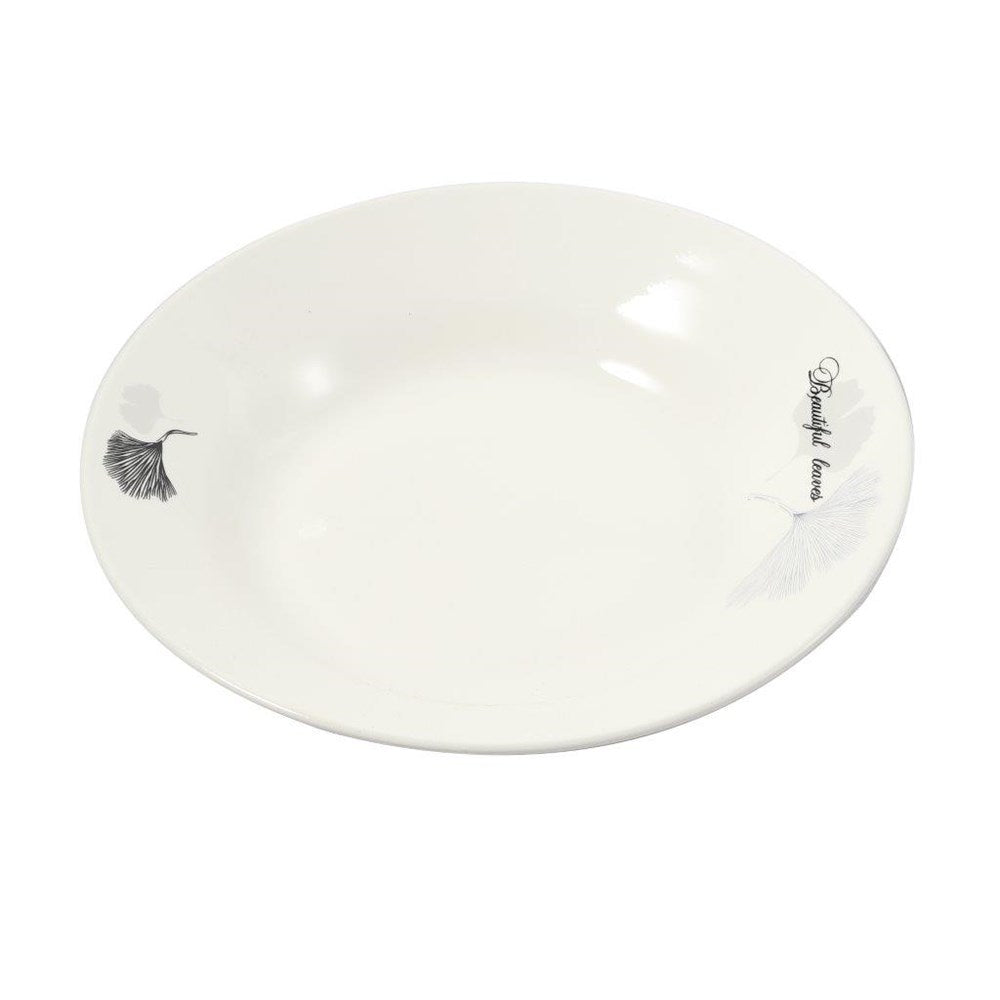 White Ceramic Floral Print Tableware Round Serving Dish Plate 9''