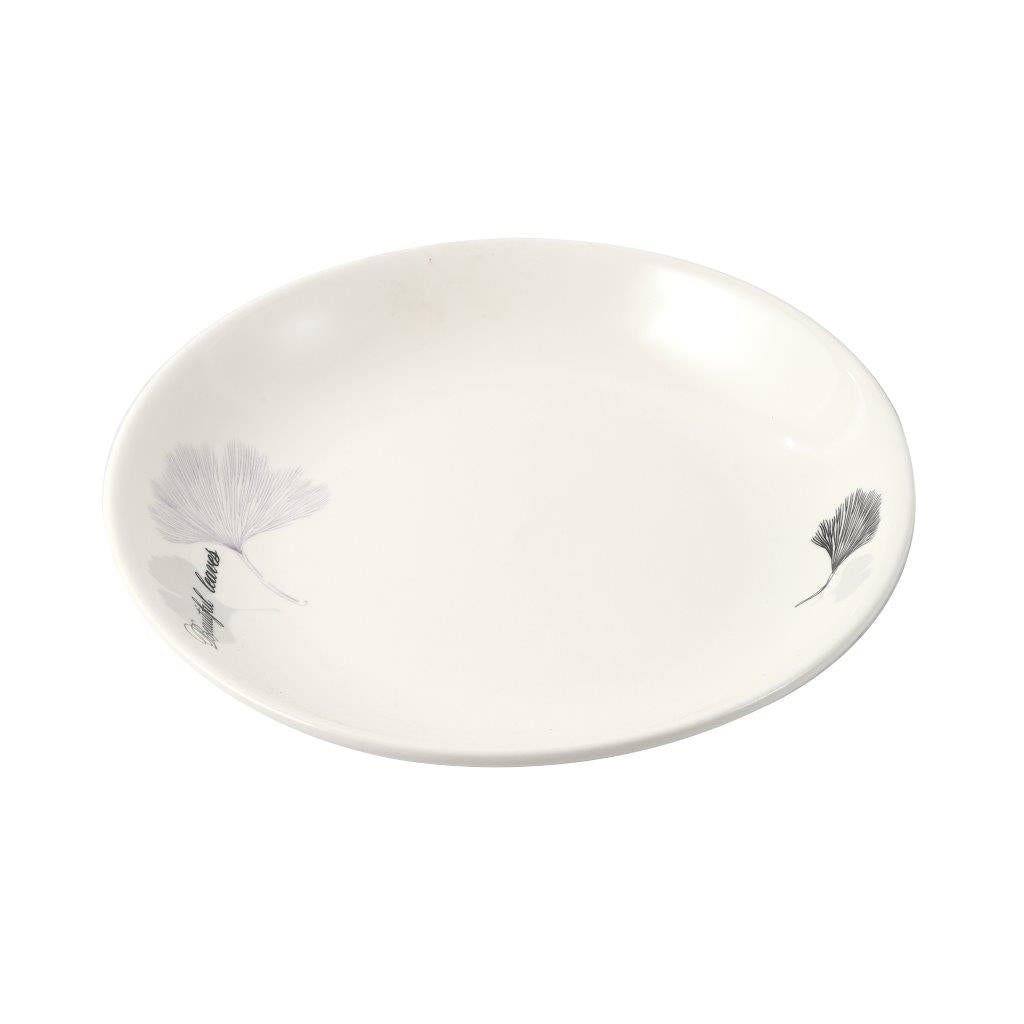 White Ceramic Floral Print Tableware Round Serving Dish Plate 8''