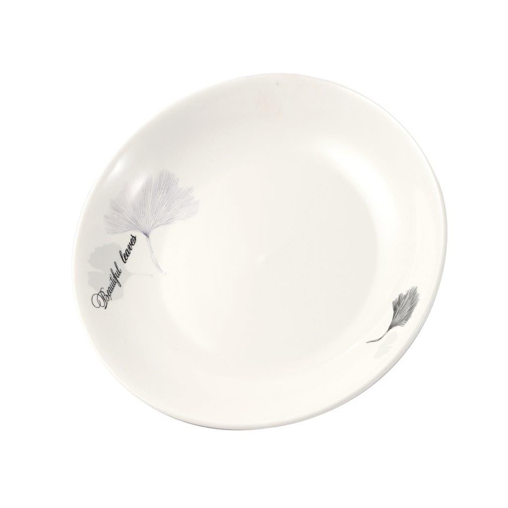 White Ceramic Floral Print Tableware Round Serving Dish Plate 8''
