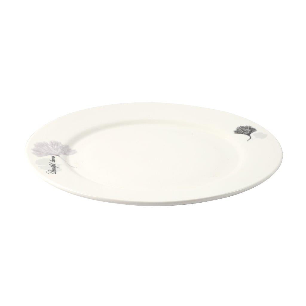 White Ceramic Floral Print Tableware Round Serving Dish Plate 10.5''