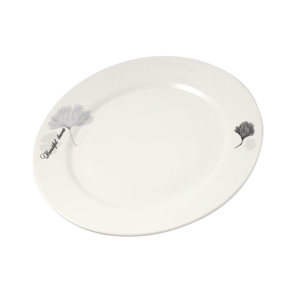 White Ceramic Floral Print Tableware Round Serving Dish Plate 10.5''