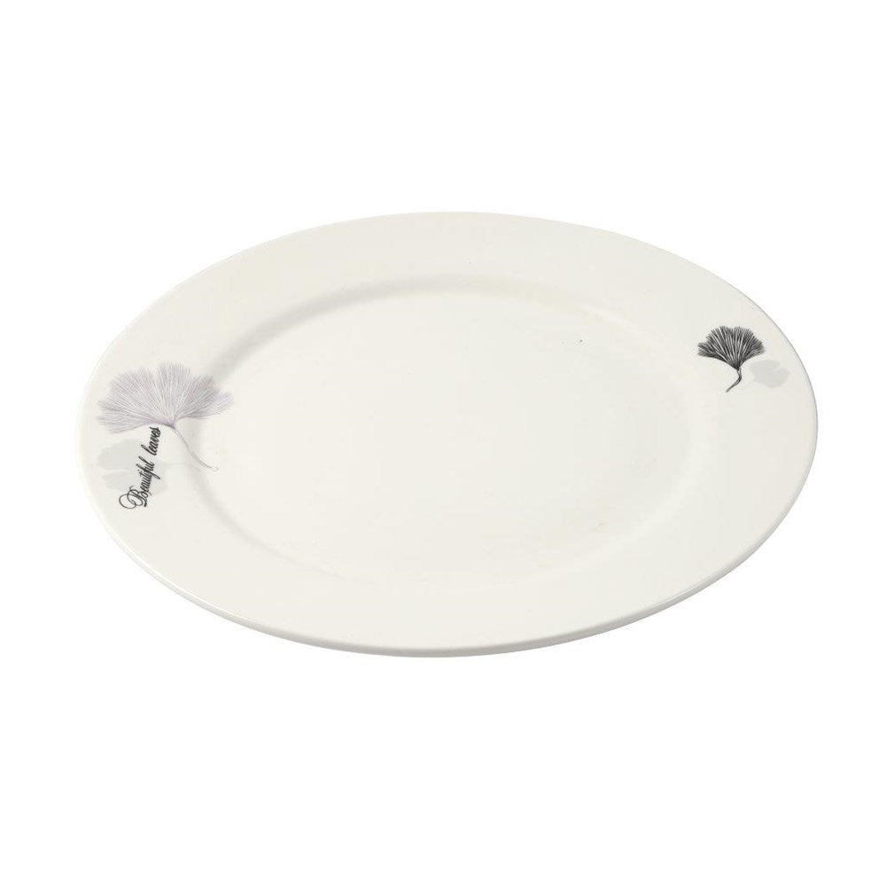 White Ceramic Floral Print Tableware Round Serving Dish Plate 10.5''