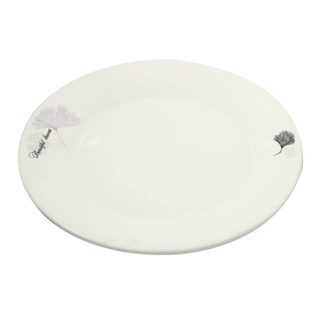 White Ceramic Floral Print Tableware Round Serving Dish Plate 12''