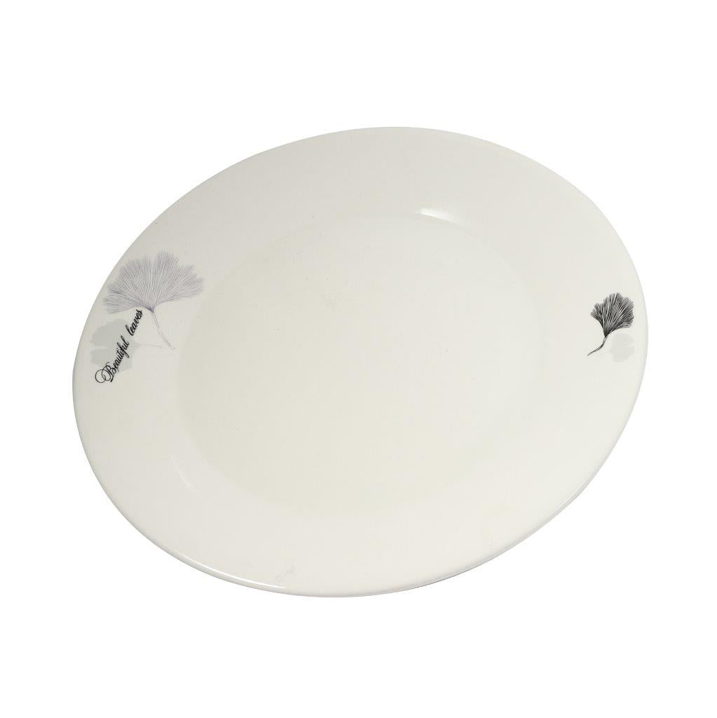 White Ceramic Floral Print Tableware Round Serving Dish Plate 12''