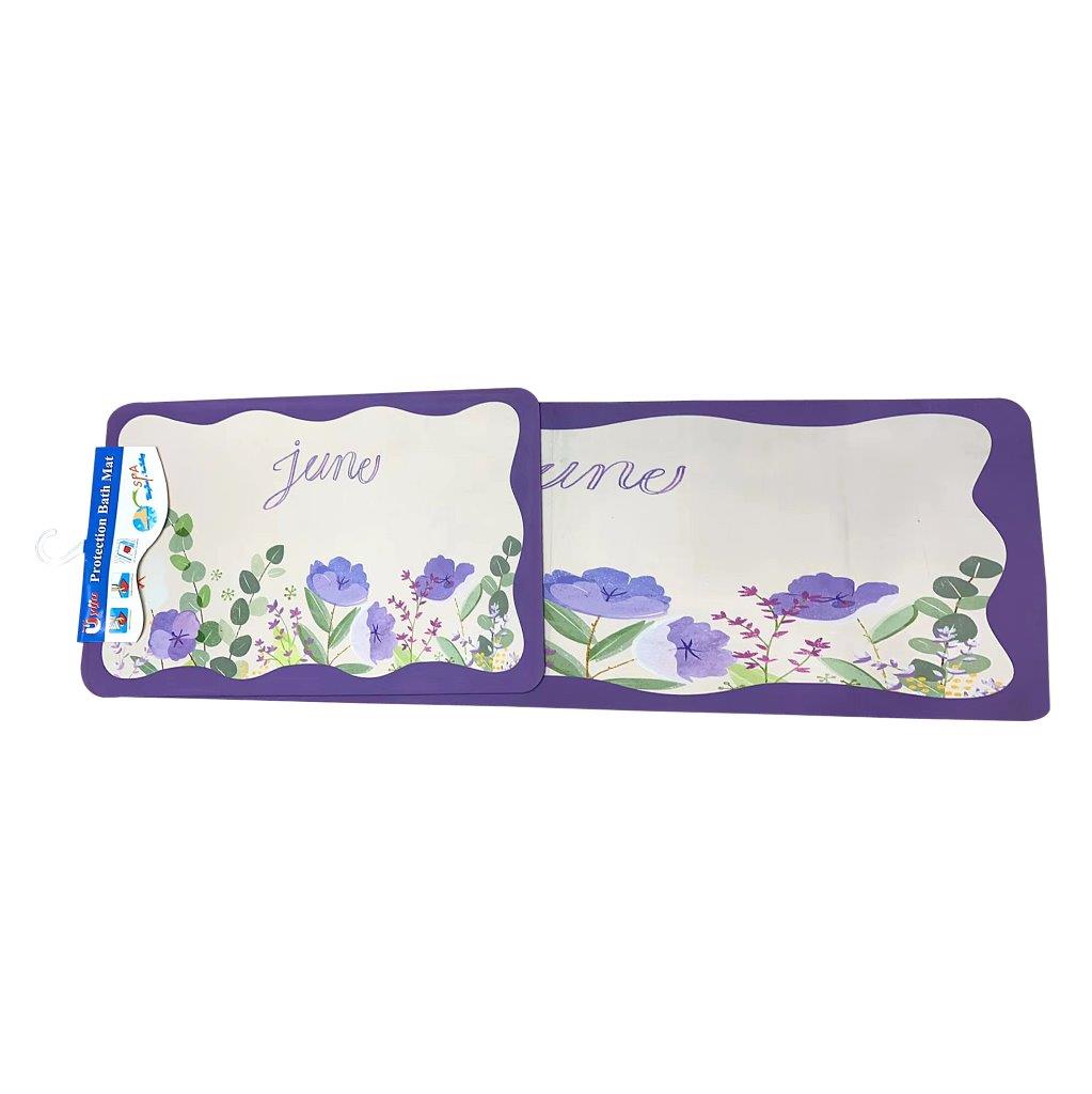 Multi Color Abstract Design Non Slip Bath Mat Set of 2 Pcs 38*58/38*118 cm