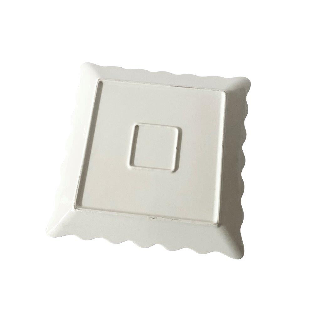 White Ceramic Gold Rim Tableware Rectangular Serving Dish Plate 25.5X25.5X3 cm
