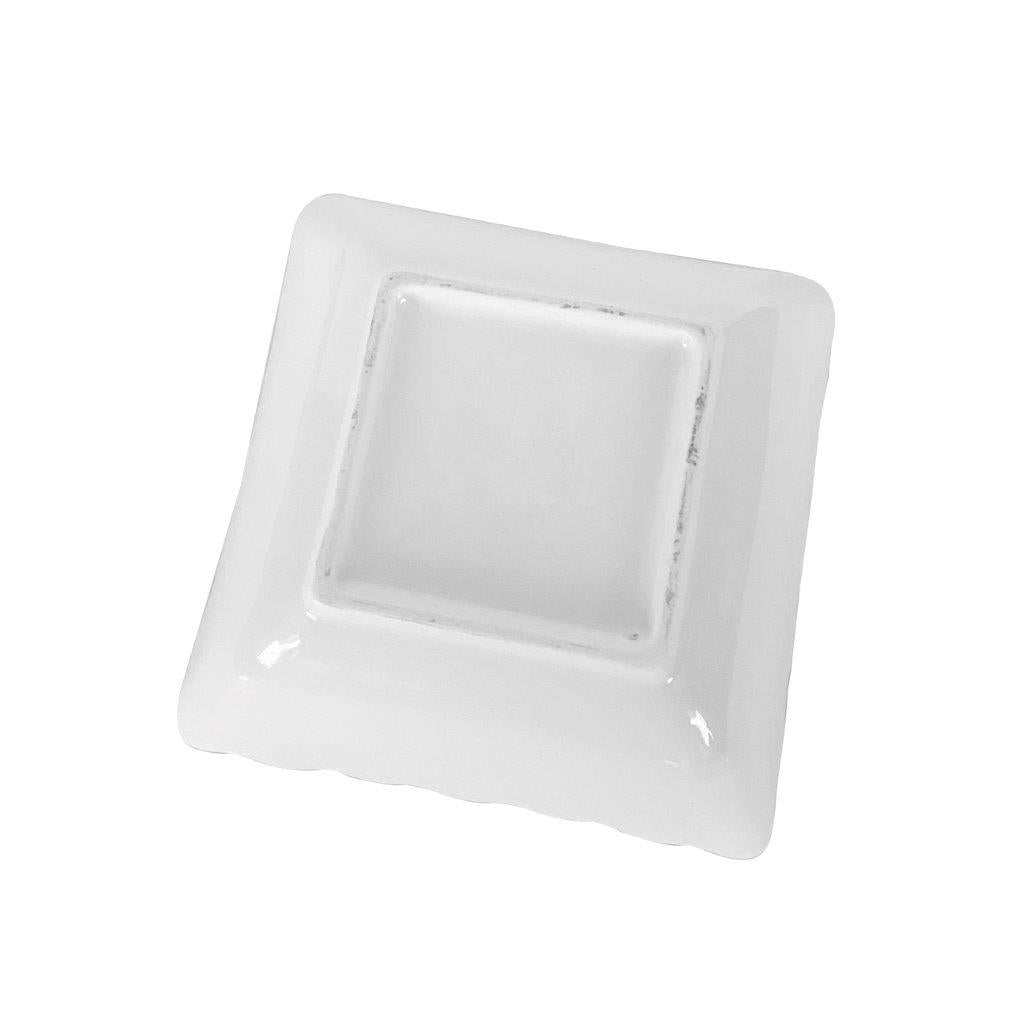 White Ceramic Gold Rim Tableware Rectangular Serving Dish Bowl 11.5X11.5X5 cm