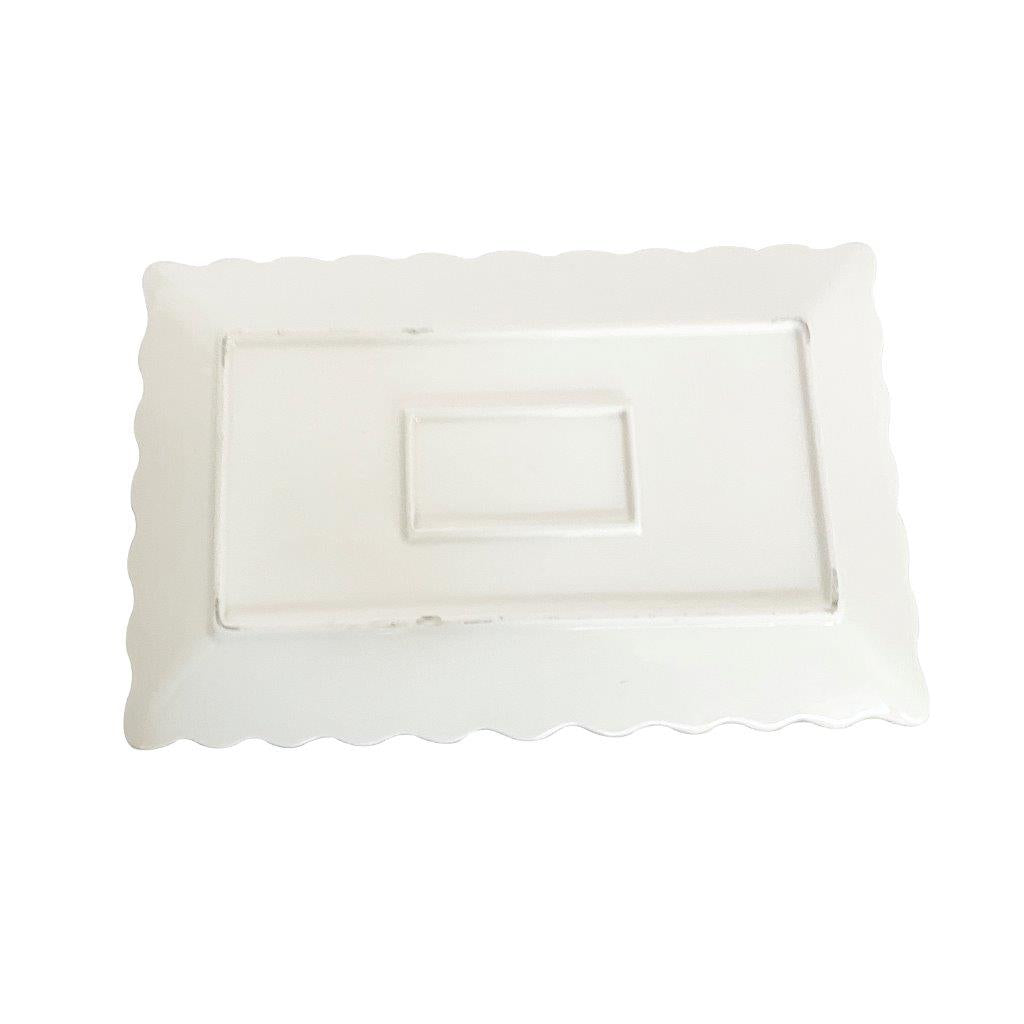White Ceramic Gold Rim Tableware Rectangular Serving Dish Plate 30.5X18.5X2.5 cm
