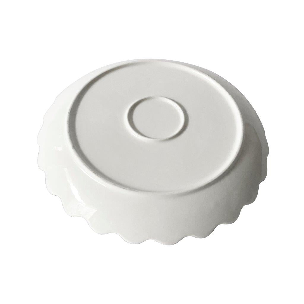 White Ceramic Gold Rim Tableware Round Serving Dish Plate 26X26X3 cm