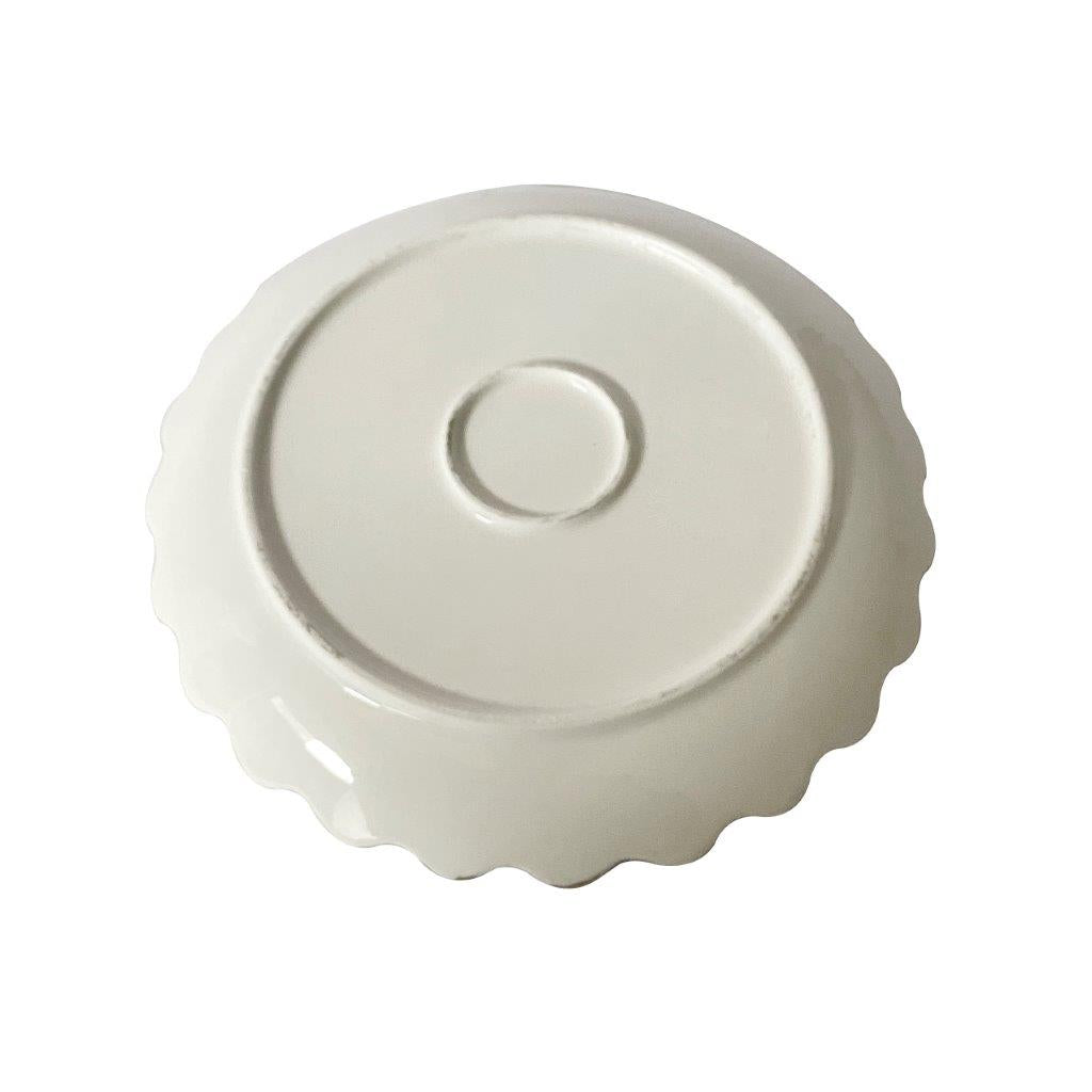 White Ceramic Gold Rim Tableware Round Serving Dish Plate 20.5X20.5X2.5 cm