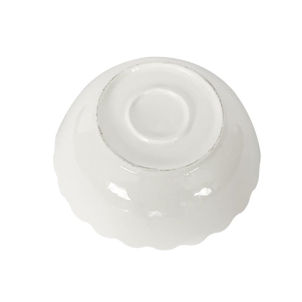 White Ceramic Gold Rim Tableware Round Serving Dish Bowl 21X21X.5 cm