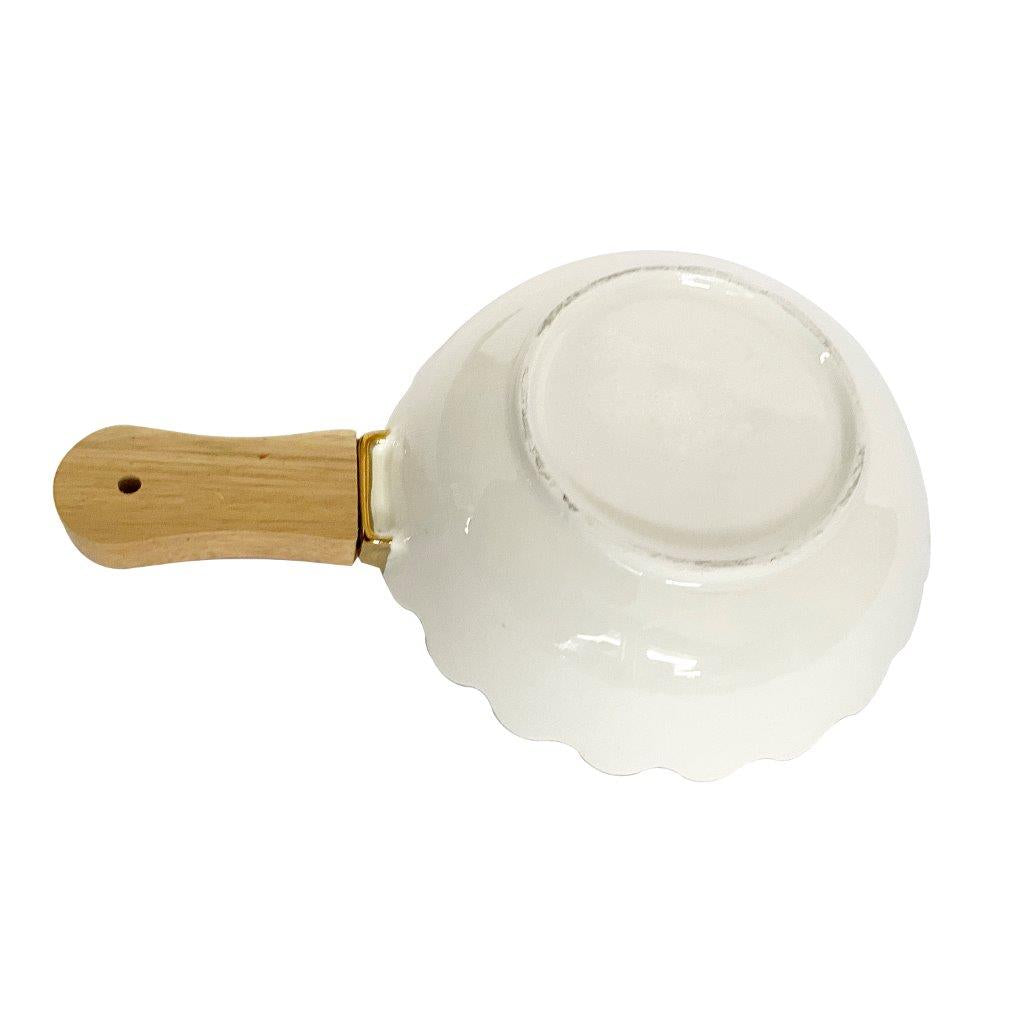 White Ceramic Gold Rim Tableware Round Serving Dish Bowl 25.5X17X5.5 cm