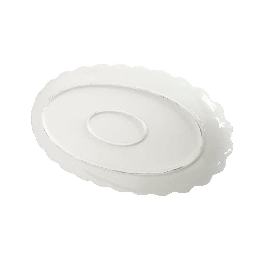 White Ceramic Gold Rim Tableware Oval Serving Dish Bowl 31X18.5X2.5 cm