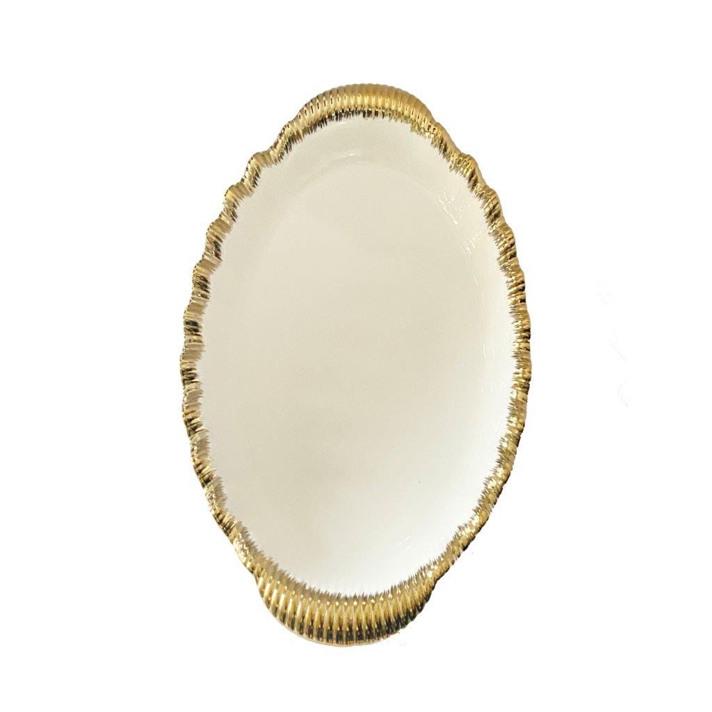 Gold Rim Ceramic Serving Bowl