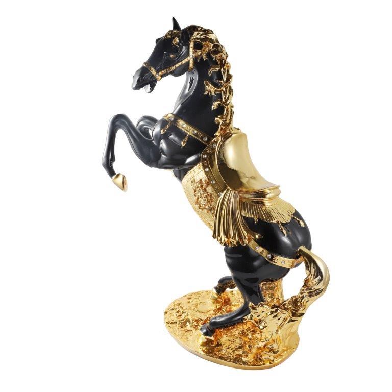 Black & Gold Sculpture Statue Resin Figurine Horse H 70 CM