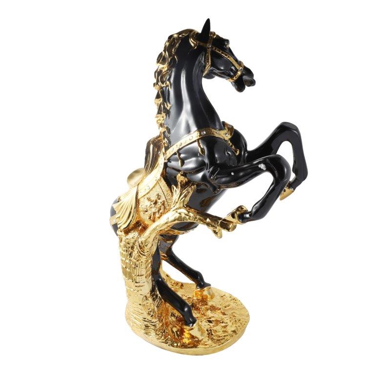 Black & Gold Sculpture Statue Resin Figurine Horse H 70 CM