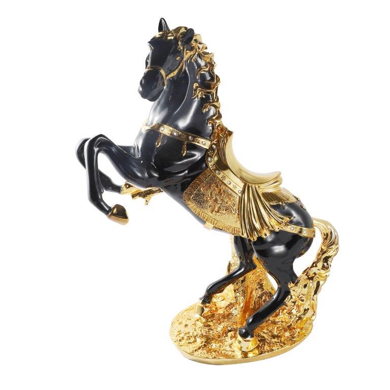 Black & Gold Sculpture Statue Resin Figurine Horse H 70 CM