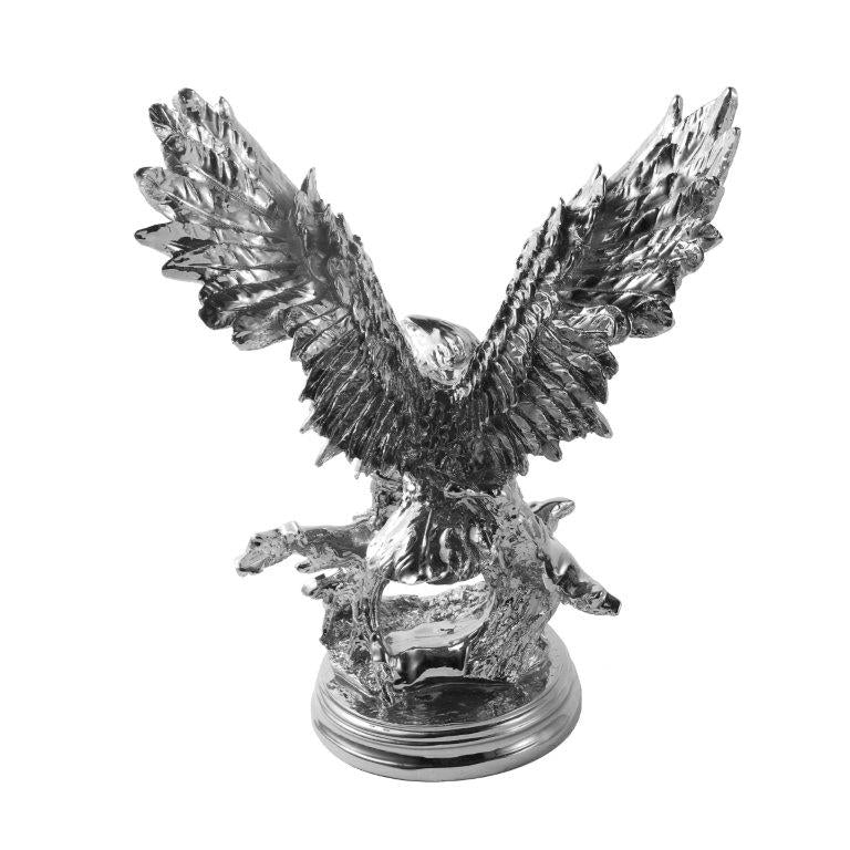 Silver Sculpture Statue Resin Figurine Eagle 32*21*43 cm