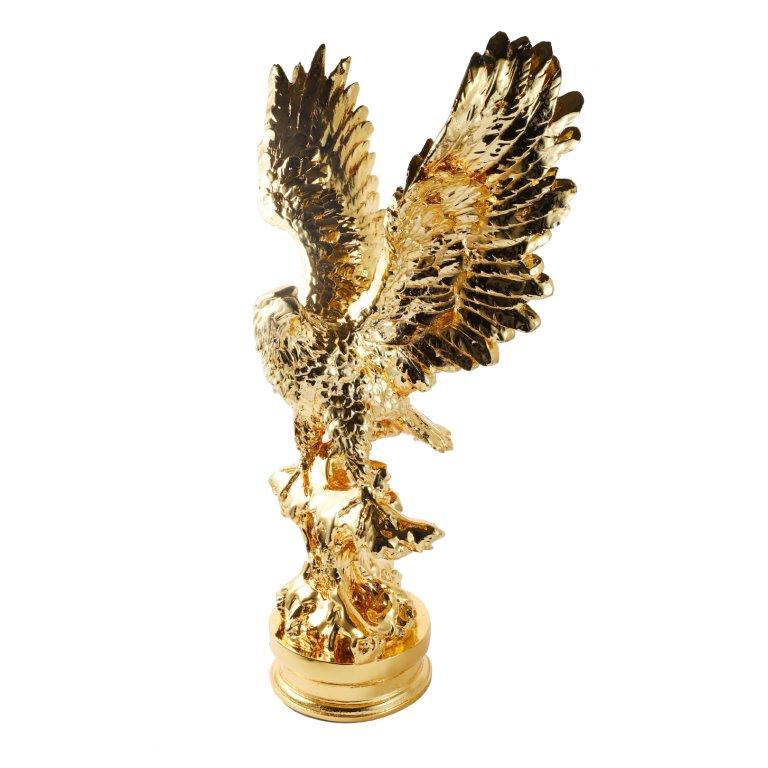 Gold Sculpture Statue Resin Figurine Eagle H 72 cm